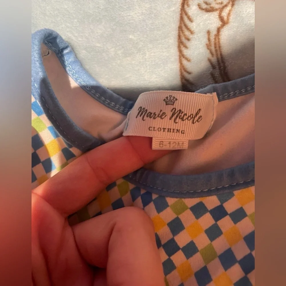 EUC Marie Nicole Easter Bunny Patterned Ruffle Jumpsuit